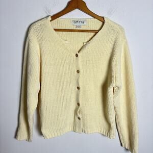 Vintage Orvis Pastel Yellow Button Front Cardigan Size M